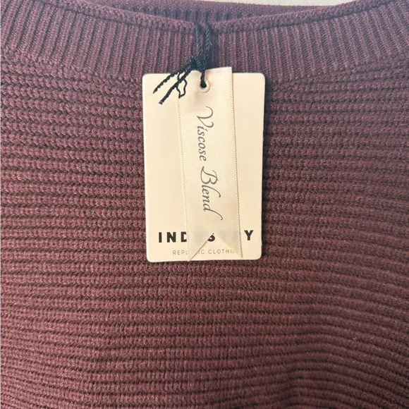 Cropped Ribbed Crew Neck Sweater - Deep Chocolate Brown - Picture 3 of 5